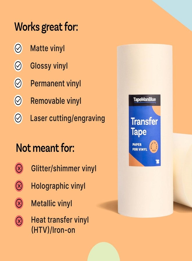 TapeManBlue Paper Transfer Tape for Vinyl, 12" x 300' Roll, Made in America, Premium Transfer Tape for Vinyl Graphics & Laser Cutting - Image 5